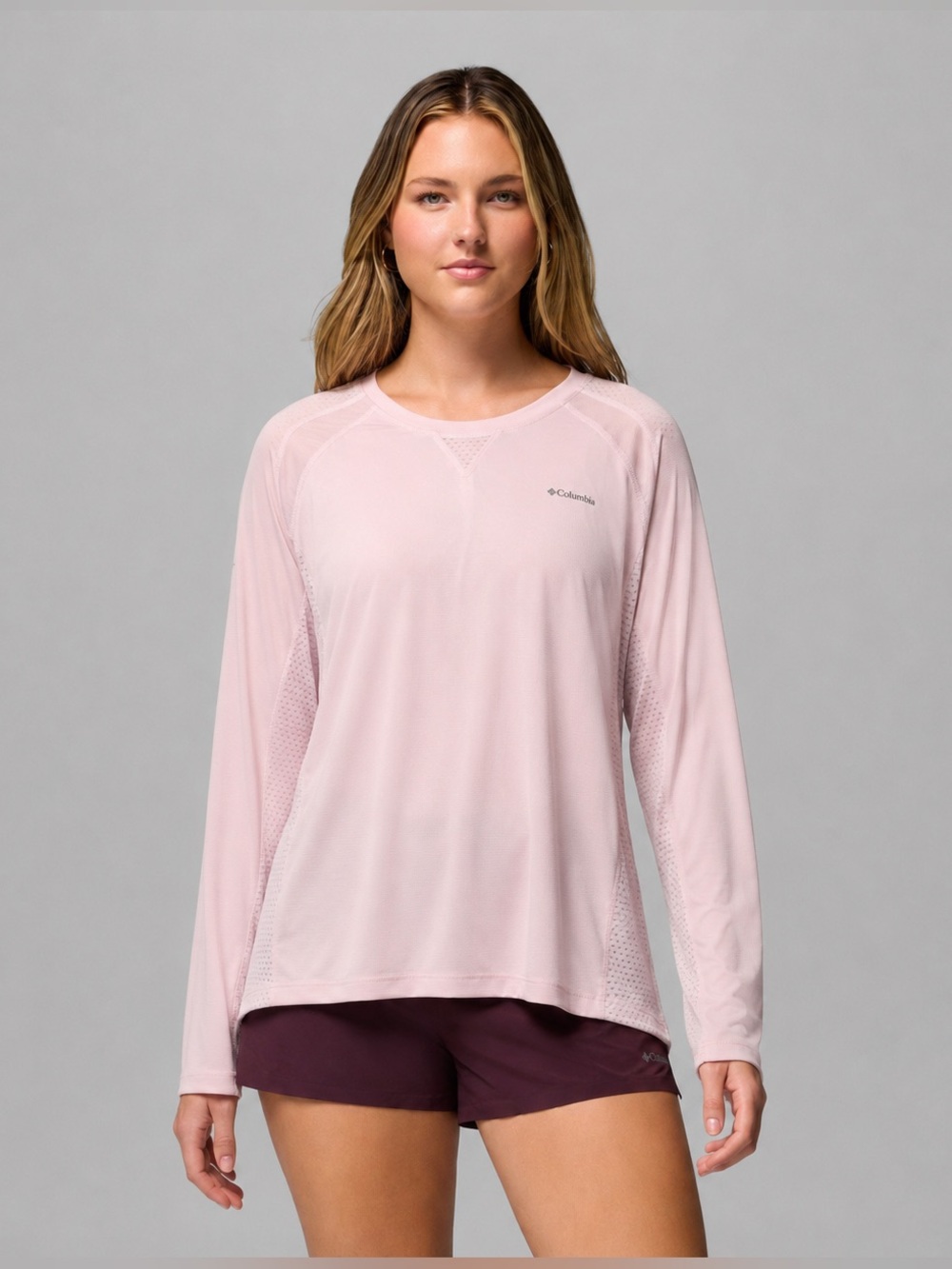 Columbia LongSleeve Moisture Wicking Sun Shirt Light Pink 2 X-Large Mesh